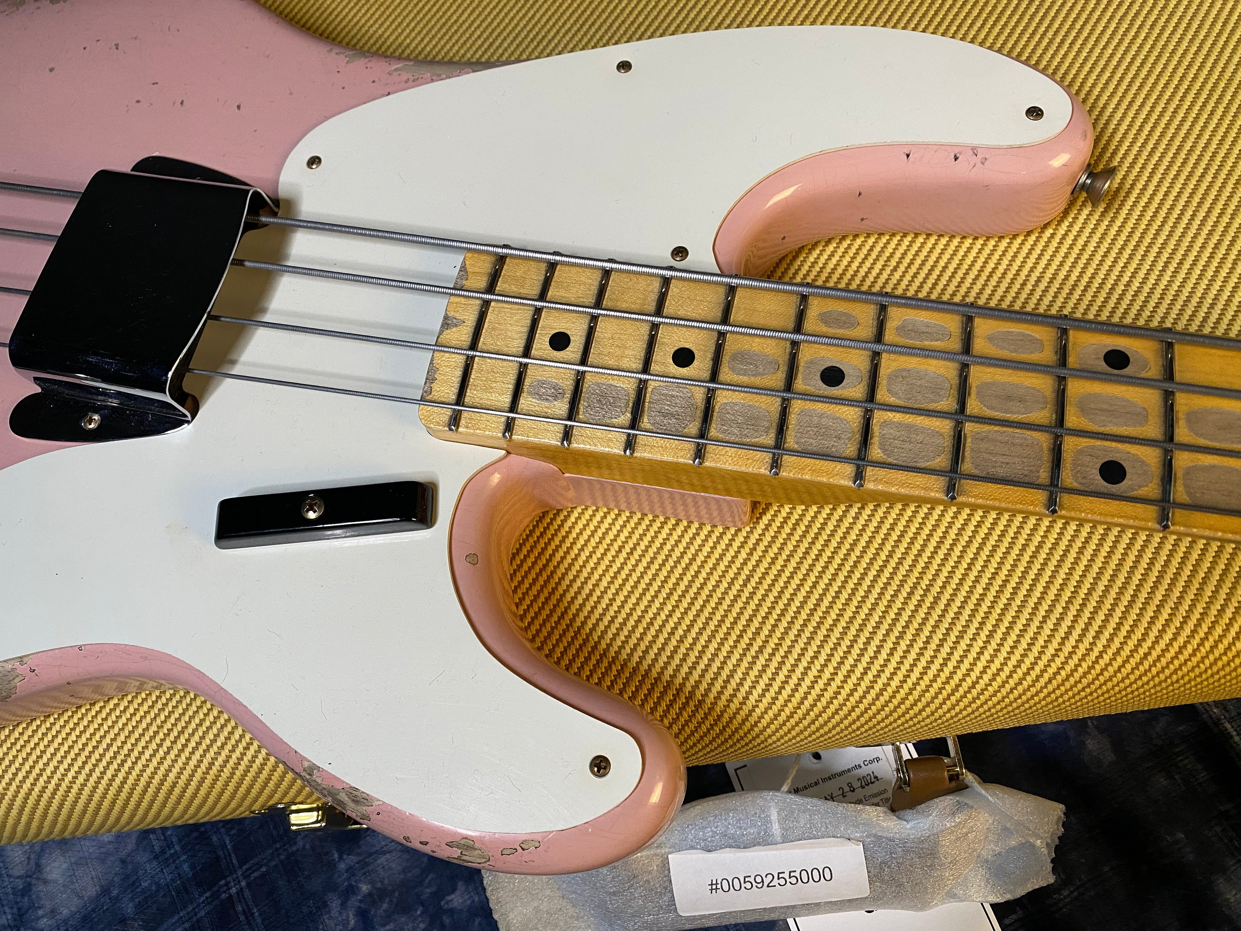 NEW!! 2024 Fender Custom Shop '55 Precision Bass Relic Shell Pink 8.9 lbs Authorized Dealer!