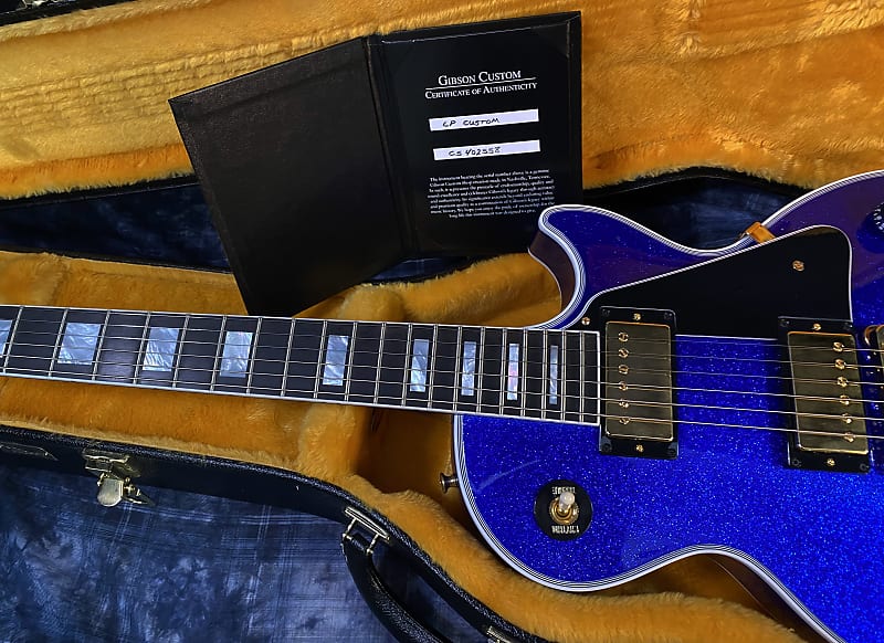 NEW ! 2024 Gibson Special Order Custom Shop Les Paul Custom Dealer Select - Dark Blue Sparkle - Authorized Dealer - 10.1 lbs - G03842