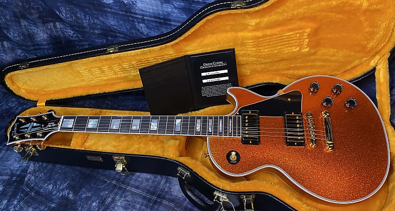 NEW ! 2024 Gibson Made 2 Measure Custom Shop Les Paul Custom Dealer Select Orange Sparkle - Authorized Dealer 10.1 lb - G03943