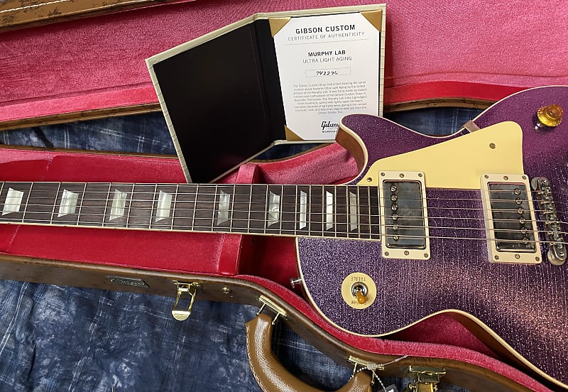 NEW! 2024 Gibson Custom Shop Dealer Select Murphy Lab '57 Les Paul - Purple Sparkle Ultra Light Aged - Authorized Dealer - 8.7 lbs - G04206