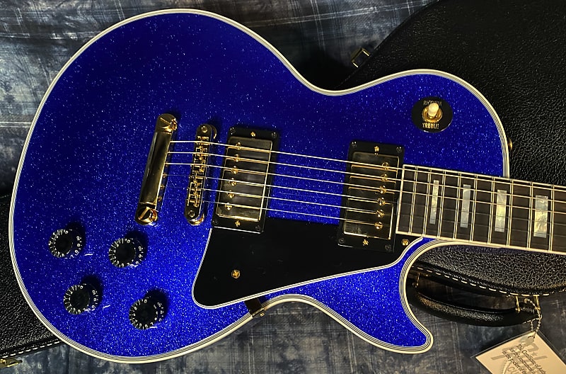 NEW ! 2024 Gibson Special Order Custom Shop Les Paul Custom Dealer Select - Dark Blue Sparkle - Authorized Dealer - 10 lbs - G03858