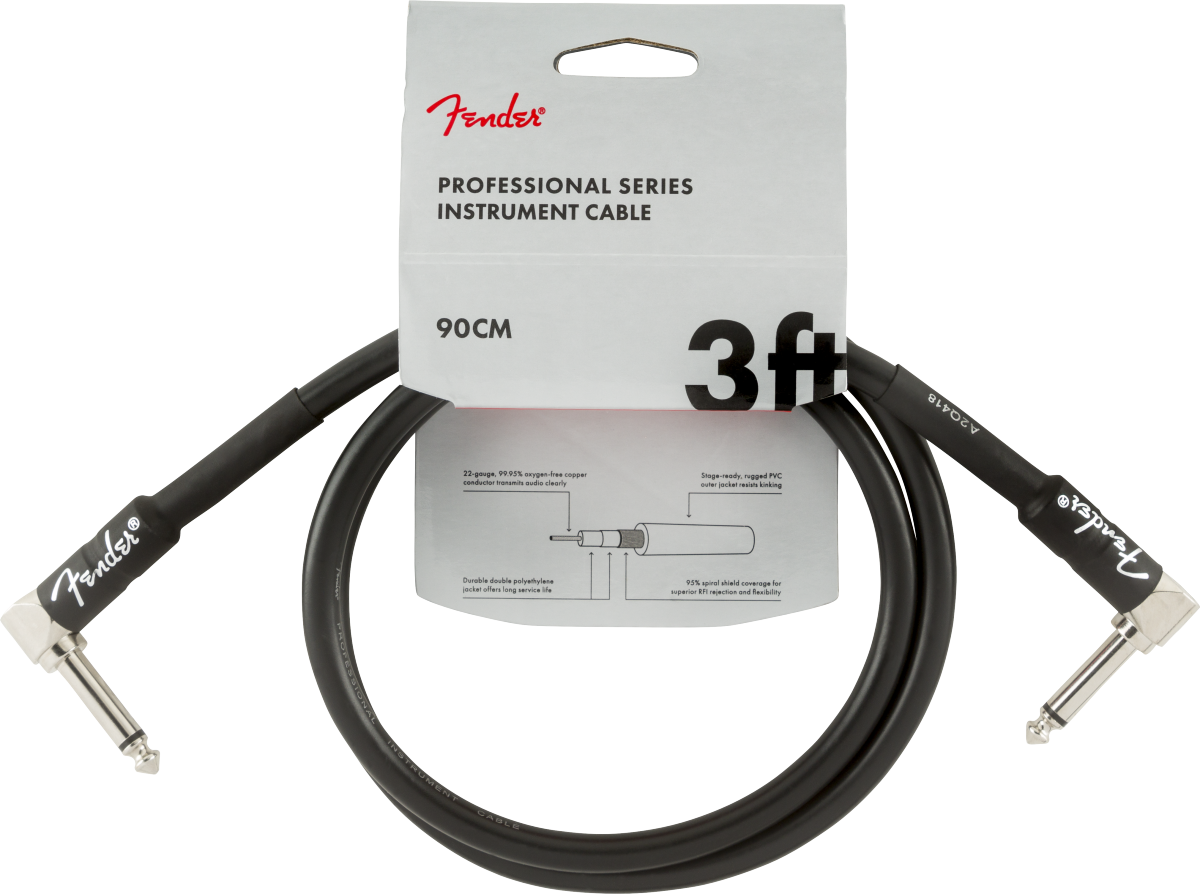 Fender Professional Instrument Cable 3" Set of 3- Authorized Dealer