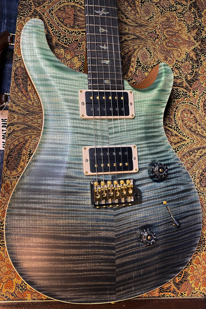 BRAND NEW ! 2024 Paul Reed Smith Custom 24 CU24 - Wood Library - Torrefied Flamed Maple Neck Ebony Fretboard - Trampas Green Fade - Authorized Dealer - 7.8 lbs - G03553