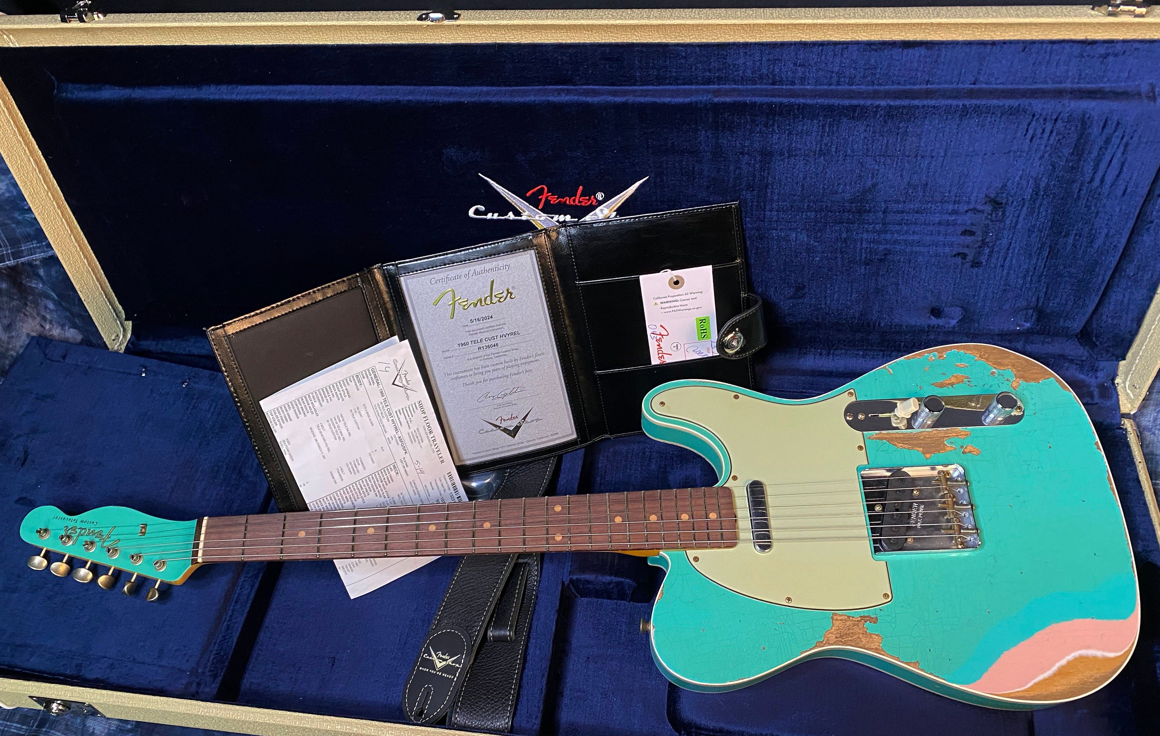 UNPLAYED ! 2024 Fender Custom Shop '60 Heavy Relic Telecaster Handwound Pick-Ups - Modern Specs - Seafoam Green Over 3-Tone Sunburst with Matching Peg Head - Only 6.75 lbs - Authorized Dealer - G03530