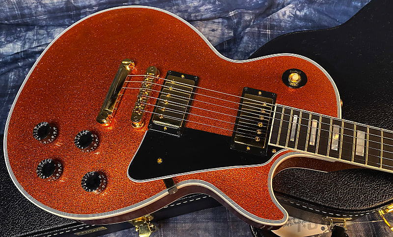 NEW ! 2024 Gibson Made 2 Measure Custom Shop Les Paul Custom Dealer Select Orange Sparkle - Authorized Dealer 10.1 lb - G03943