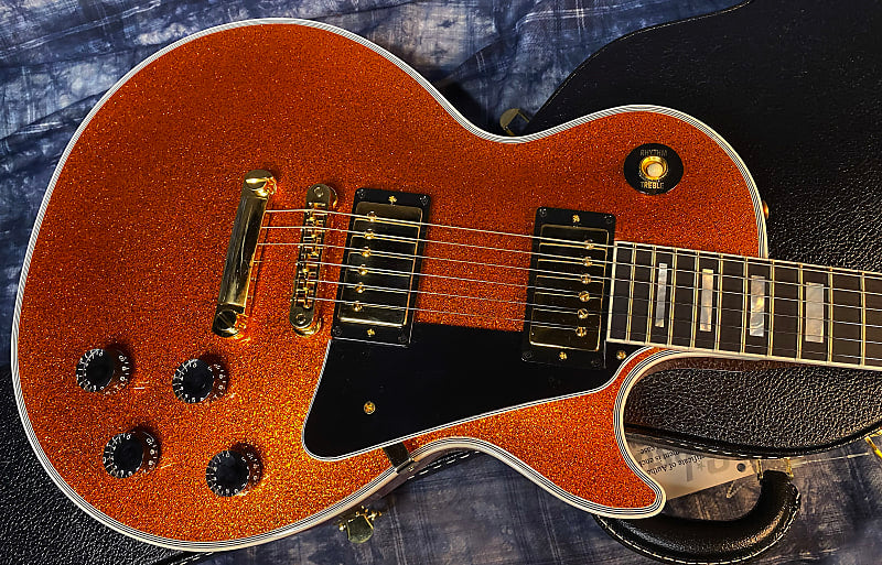 NEW ! 2024 Gibson Made 2 Measure Custom Shop Les Paul Custom Dealer Select Orange Sparkle - Authorized Dealer 10.1 lb - G03943