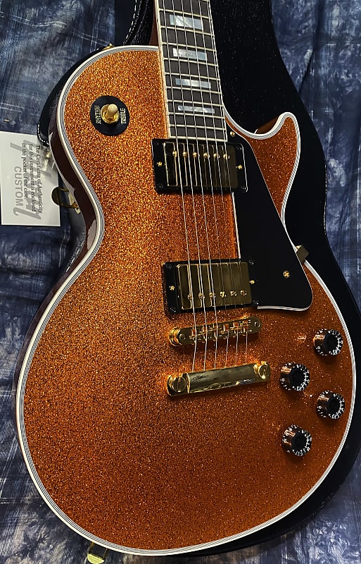 NEW ! 2024 Gibson Made 2 Measure Custom Shop Les Paul Custom Dealer Select Orange Sparkle - Authorized Dealer 10.1 lb - G03949