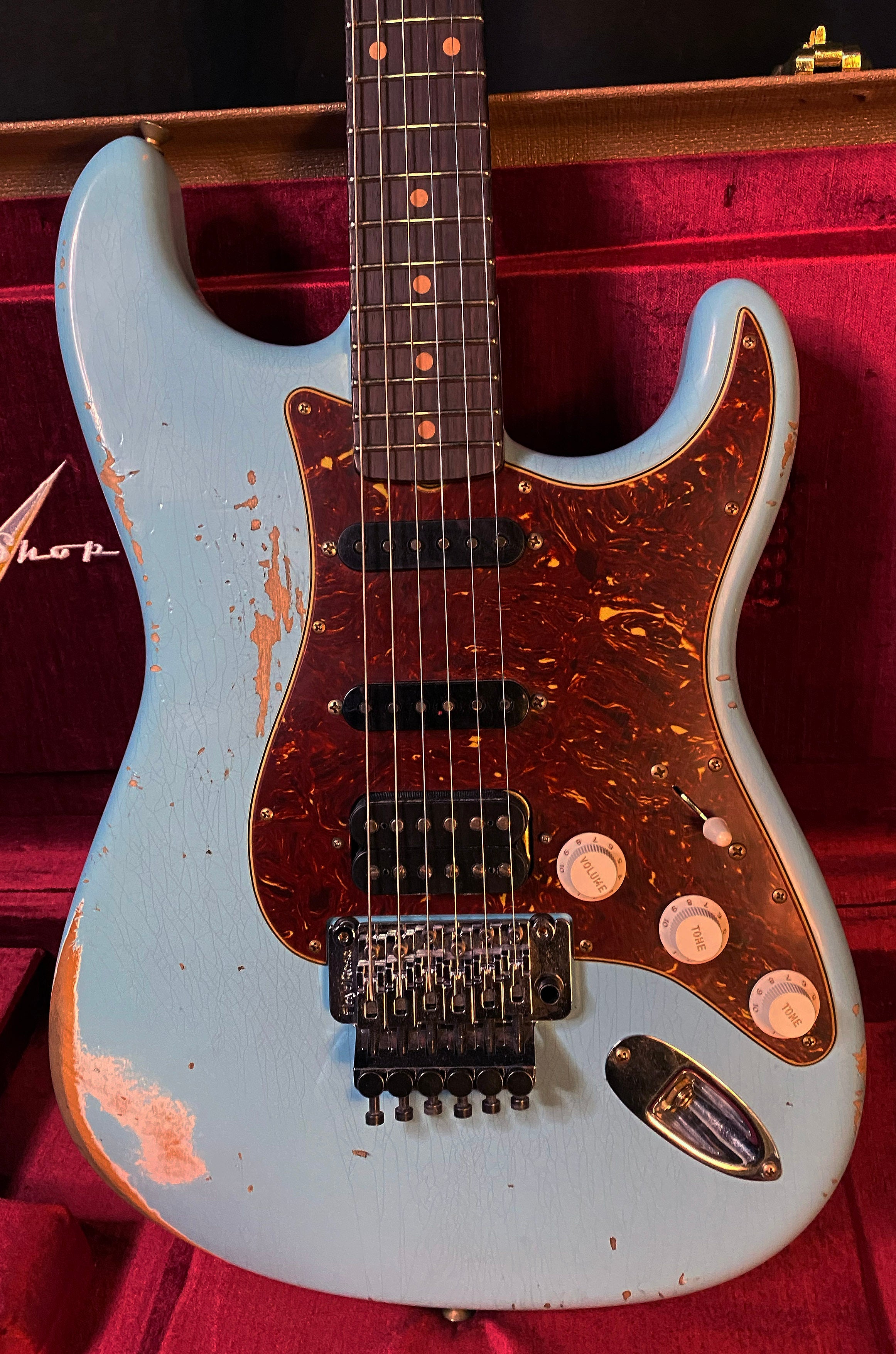 NEW ! 2024 Fender Custom Shop 62 HSS EVH Wolfgang Bridge Pick-Up - Floyd Rose - Shredder Strat! - Stratocaster Heavy Relic - Daphne Blue - AAA Flamed Maple Neck - Authorized Dealer - 8.1lbs - G03396