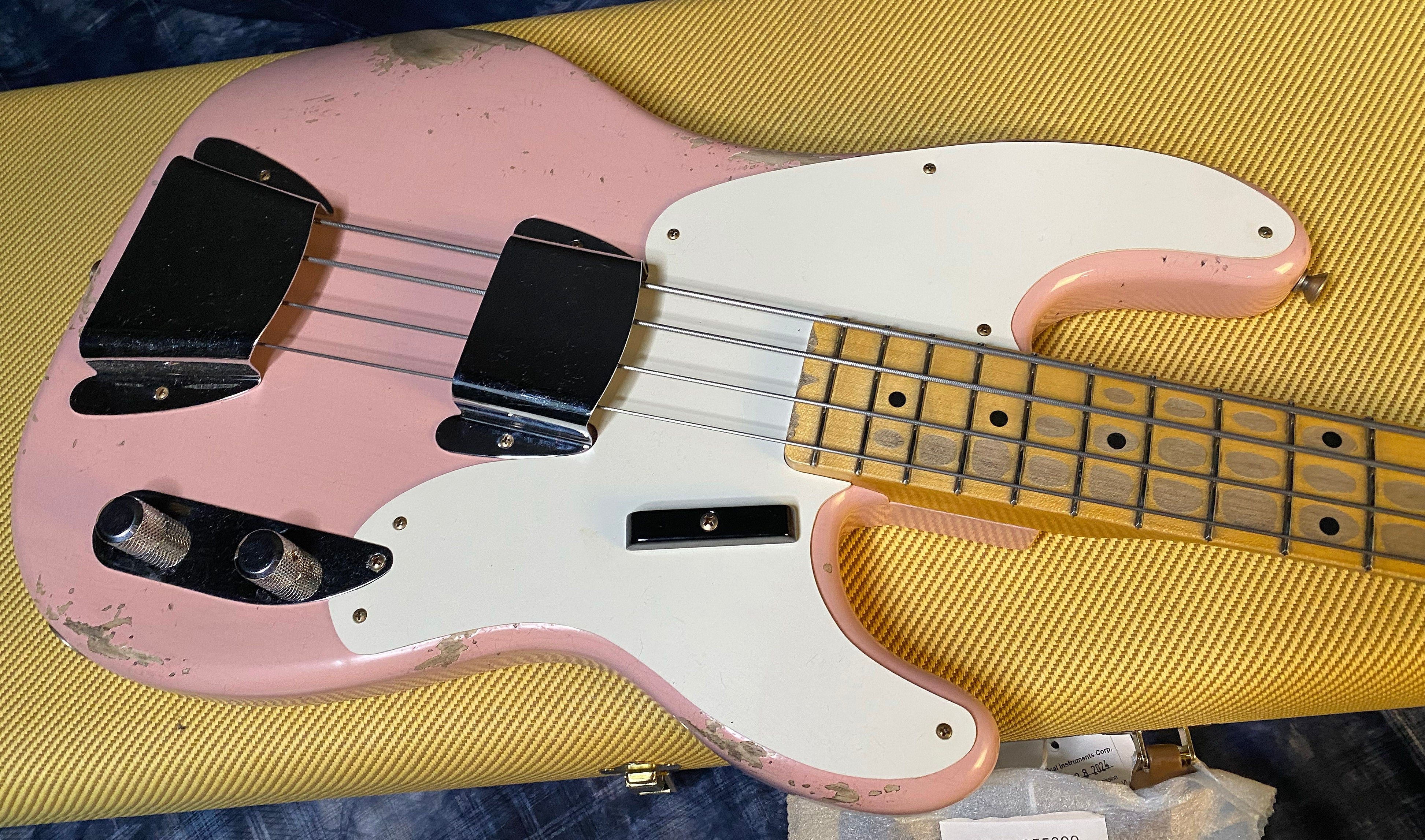 NEW!! 2024 Fender Custom Shop '55 Precision Bass Relic Shell Pink 8.9 lbs Authorized Dealer!