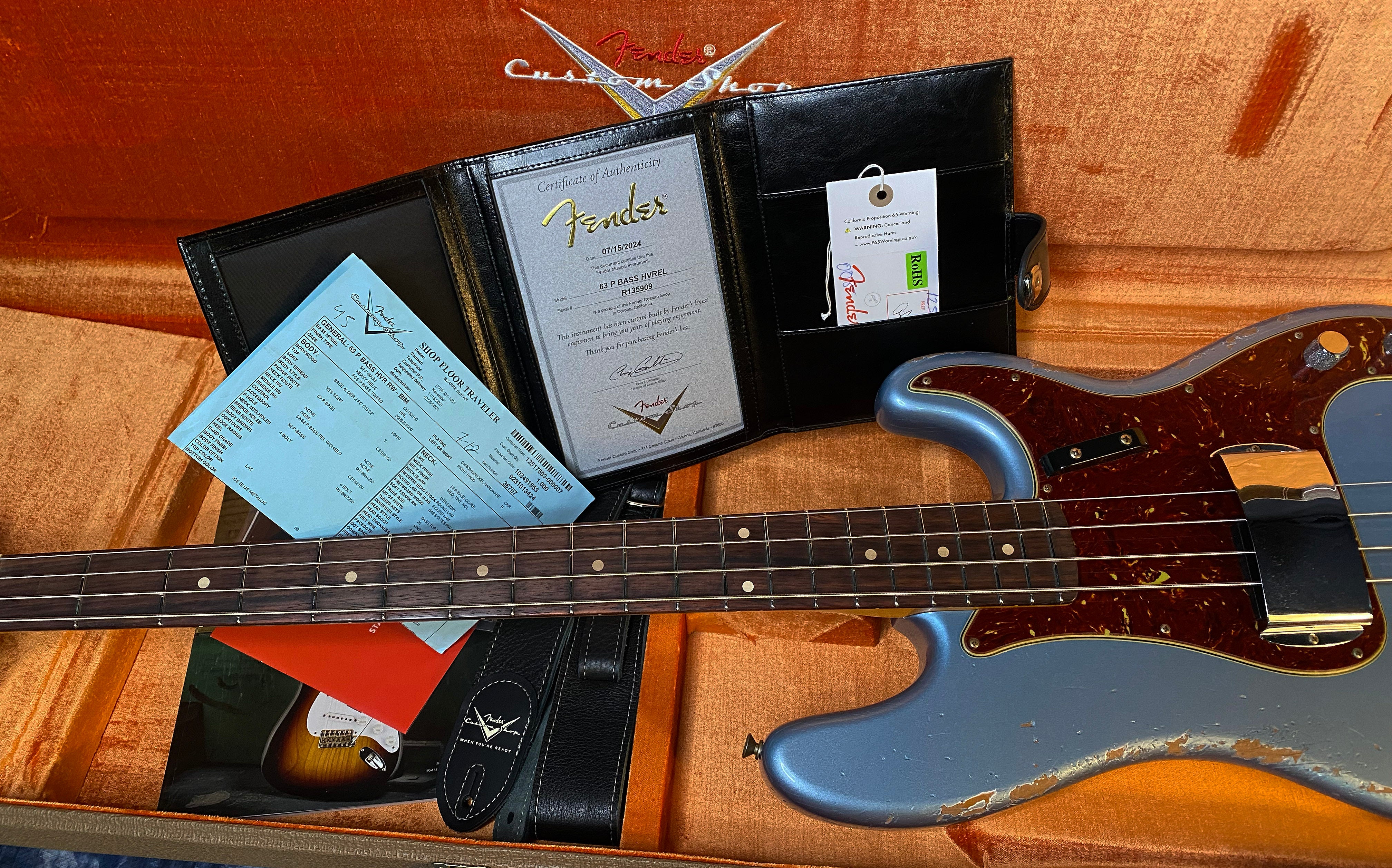 NEW ! 2024 Fender Custom Shop '63 Precision Bass Relic - Blue Ice Metallic - 9.2 lbs - Authorized Dealer! In Stock! G03383