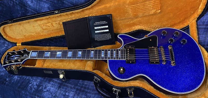 NEW ! 2024 Gibson Special Order Custom Shop Les Paul Custom Dealer Select - Dark Blue Sparkle - Authorized Dealer - 10 lbs - G03858