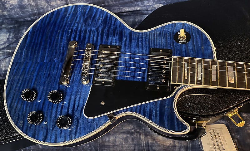 NEW! 2024 Gibson Custom Shop Les Paul Custom - Dealer Select - Authorized Dealer - Translucent Blue Monster Flame Top - Super RARE! 9.9 lbs - G03951