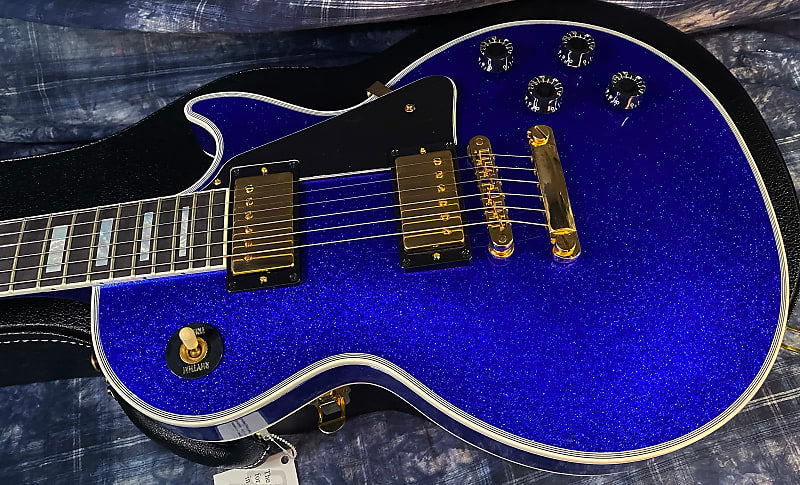 NEW ! 2024 Gibson Special Order Custom Shop Les Paul Custom Dealer Select - Dark Blue Sparkle - Authorized Dealer - 10 lbs - G03840