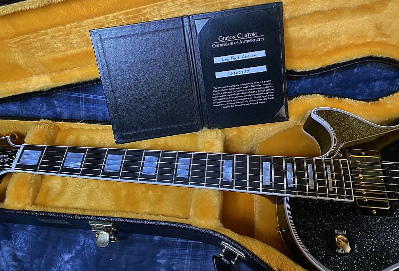 NEW ! 2024 Gibson Dealer Select Custom Shop Les Paul Custom - Large Flake Black Sparkle - Authorized Dealer - 10.6 lbs - G03860