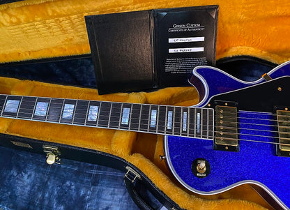 NEW ! 2024 Gibson Special Order Custom Shop Les Paul Custom Dealer Select - Dark Blue Sparkle - Authorized Dealer - Only 9.75 lbs - G03857