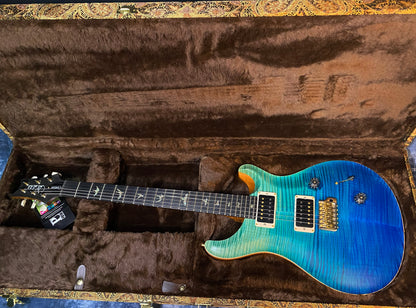 BRAND NEW ! 2024 Paul Reed Smith Custom 24 CU24 - Wood Library - Torrefied Flamed Maple Neck Ebony Fretboard - Satin Blue Fade - Authorized Dealer - 7.2 lbs - G03558