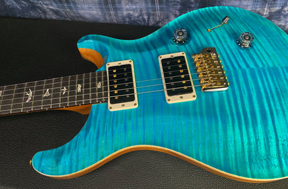 NEW! 2024 PRS Custom 24 - Paul Reed Smith - 10-Top ! Incredible Flame Top - WOW - Carroll Blue Finish - Authorized Dealer - 7.55 lbs - G03076