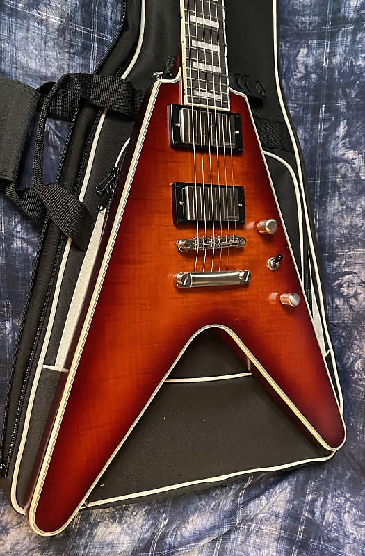 NEW ! 2024 Epiphone Flying V Prophecy Electric Guitar - Aged Bengal Tiger Burst - Authorized Dealer - 6.6lbs - G03912