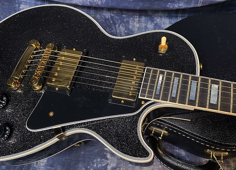 NEW ! 2024 Gibson Dealer Select Custom Shop Les Paul Custom - Large Flake Black Sparkle - Authorized Dealer - 10.6 lbs - G03860