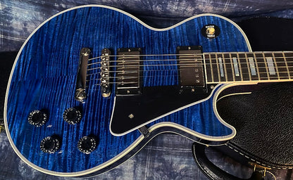 NEW! 2024 Gibson Custom Shop Les Paul Custom - Dealer Select - Authorized Dealer - Translucent Blue Monster Flame Top - Super RARE! 9.5 lbs - G03841