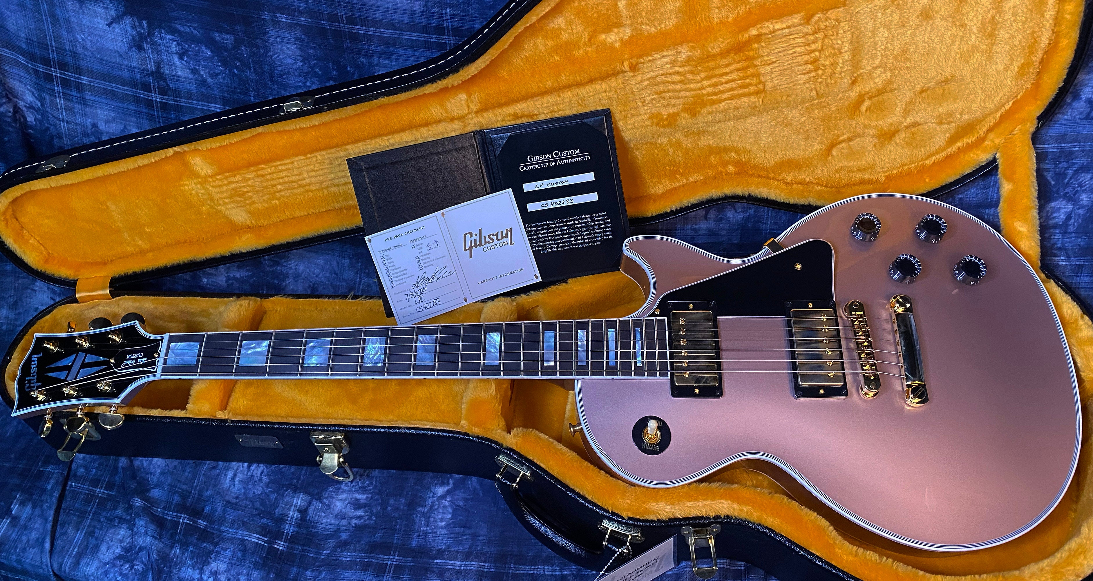 BRAND NEW! 2024 Gibson Dealer Select Custom Shop Les Paul Custom - Rose Gold Authorized Dealer - 10.4 lbs! - G03467