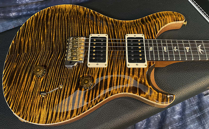 NEW! 2024 PRS Custom 24 - Paul Reed Smith - 10-Top ! Incredible Flame Top - WOW - Yellow Tiger - Authorized Dealer - 7.75 lbs - G03896