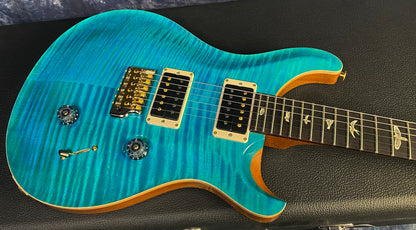 NEW! 2024 PRS Custom 24 - Paul Reed Smith - 10-Top ! Incredible Flame Top - WOW - Carroll Blue Finish - Authorized Dealer - 7.55 lbs - G03076