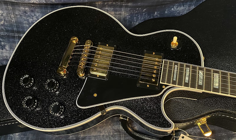 NEW ! 2024 Gibson Dealer Select Custom Shop Les Paul Custom - Large Flake Black Sparkle - Authorized Dealer - 10.35 lbs - G03846