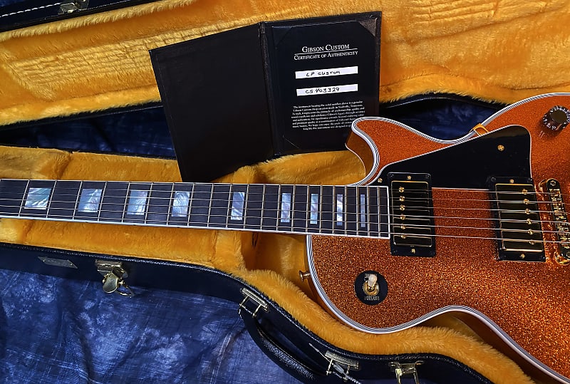 NEW ! 2024 Gibson Made 2 Measure Custom Shop Les Paul Custom Dealer Select Orange Sparkle - Authorized Dealer 10.45 lb - G03955