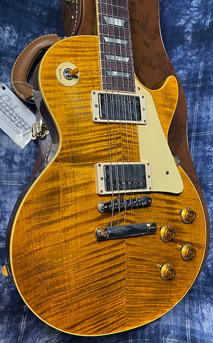 OPEN BOX - SAVE ! 2024 Gibson Custom Shop Dealer Select '59 Les Paul Standard Reissue - Yellow Tiger - Monster Hand Picked Top - 8.5 lbs - Authorized Dealer - G04176