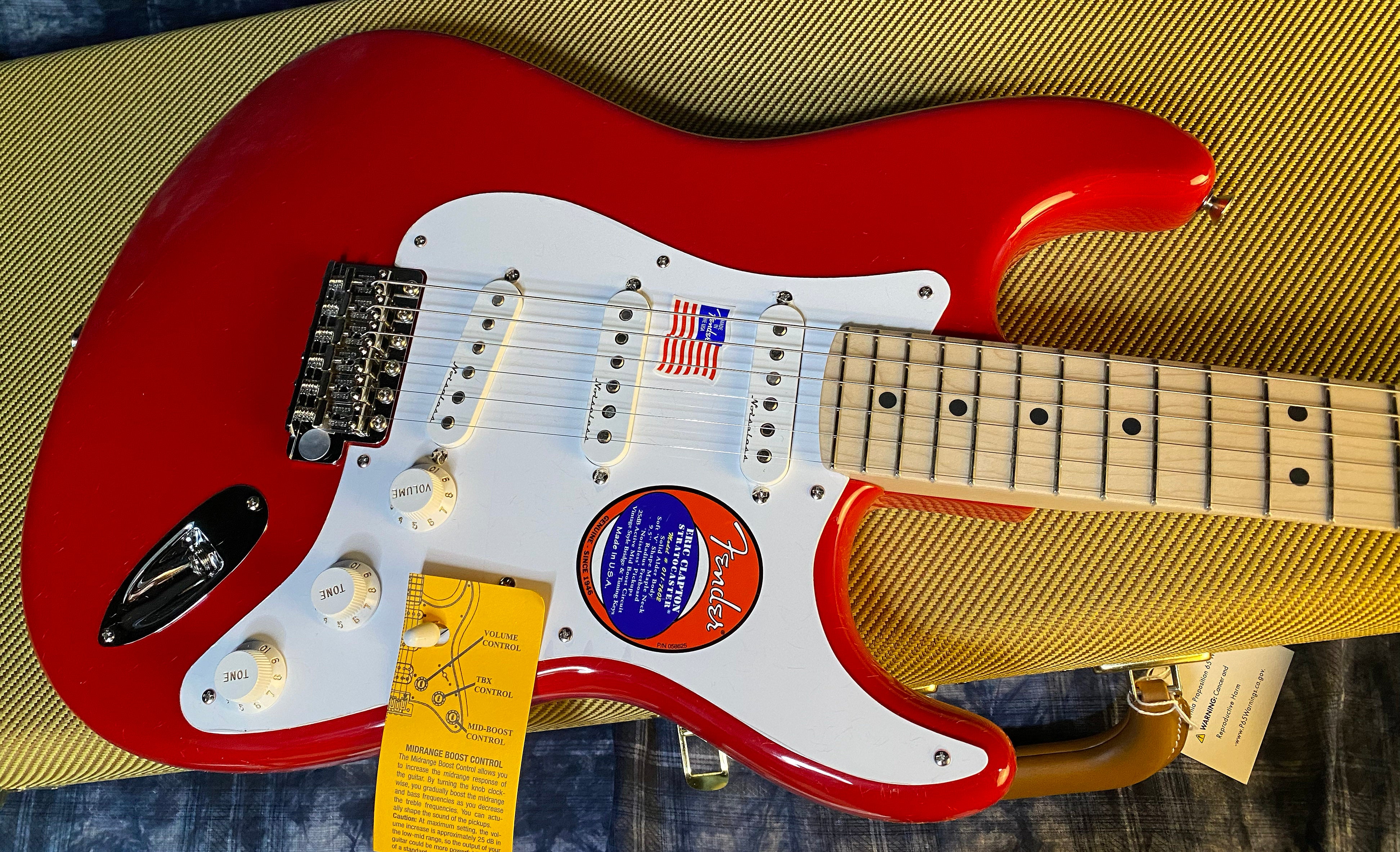 NEW ! 2024 Fender Eric Clapton Artist Series Stratocaster - Vintage Noiseless Pickups - Torino Red - Authorized Dealer - 8.2lbs - G02476