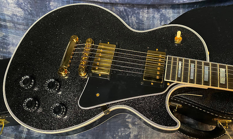 NEW ! 2024 Gibson Dealer Select Custom Shop Les Paul Custom - Large Flake Black Sparkle - Authorized Dealer - 10.6 lbs - G03860