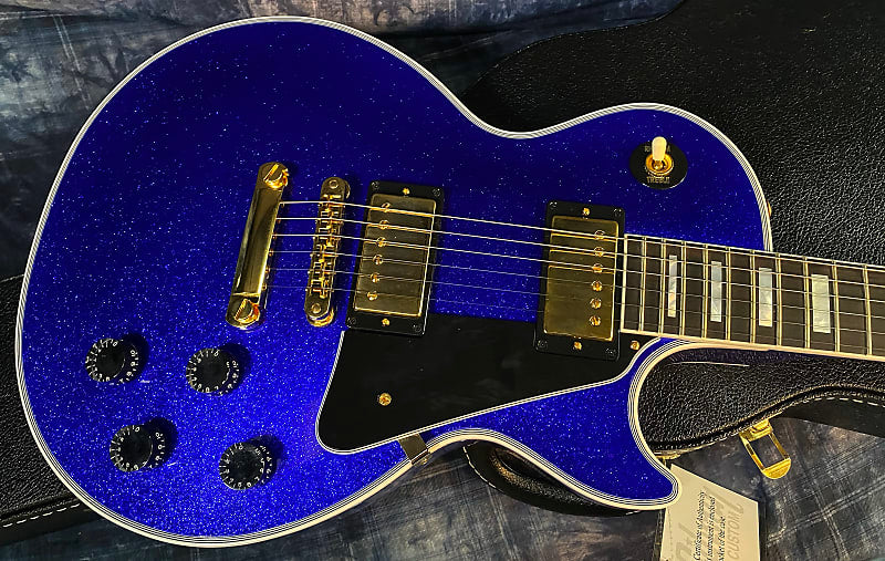 NEW ! 2024 Gibson Special Order Custom Shop Les Paul Custom Dealer Select - Dark Blue Sparkle - Authorized Dealer - 10.45 lbs - G03843