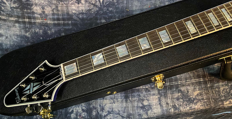 NEW! 2024 Gibson Custom Shop Flying V Custom Ebony Board - Dealer Select - Blue Sparkle - 7.8 lbs - Chrome Hardware - Authorized Dealer - Limited Edition! G03848