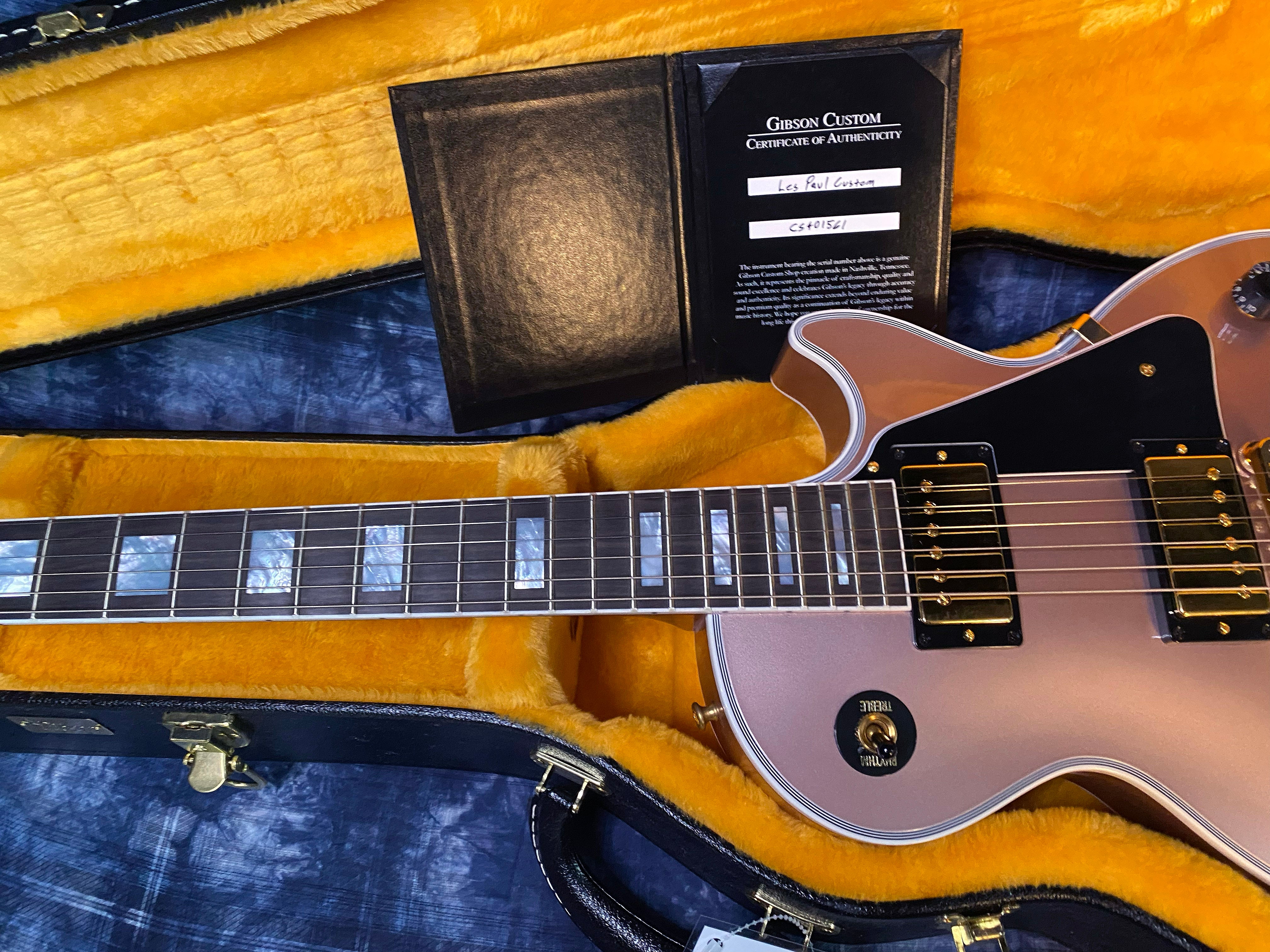 BRAND NEW! 2024 Gibson Dealer Select Custom Shop Les Paul Custom - Rose Gold Authorized Dealer - 10 lbs - G03323