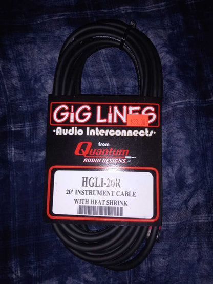 Quantum Audio Designs HGLI-20R 20' Instrument Cable with Heat Shrink / Authorized Dealer