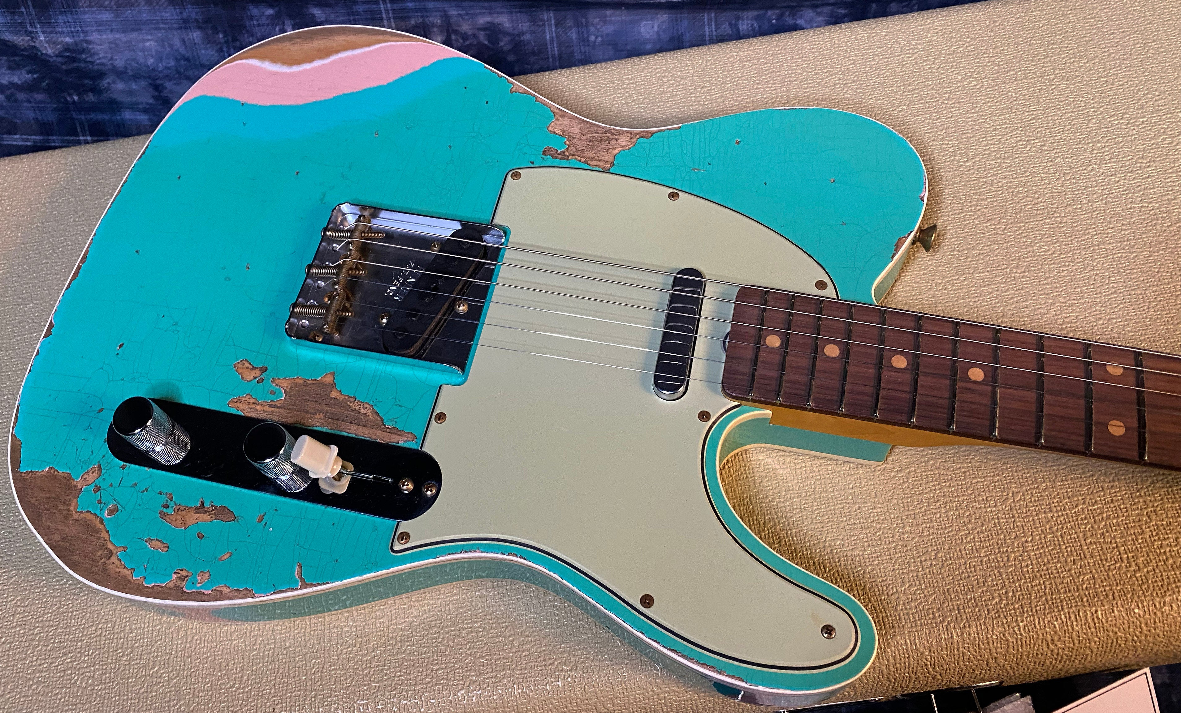 UNPLAYED ! 2024 Fender Custom Shop '60 Heavy Relic Telecaster Handwound Pick-Ups - Modern Specs - Seafoam Green Over 3-Tone Sunburst with Matching Peg Head - Only 6.75 lbs - Authorized Dealer - G03530