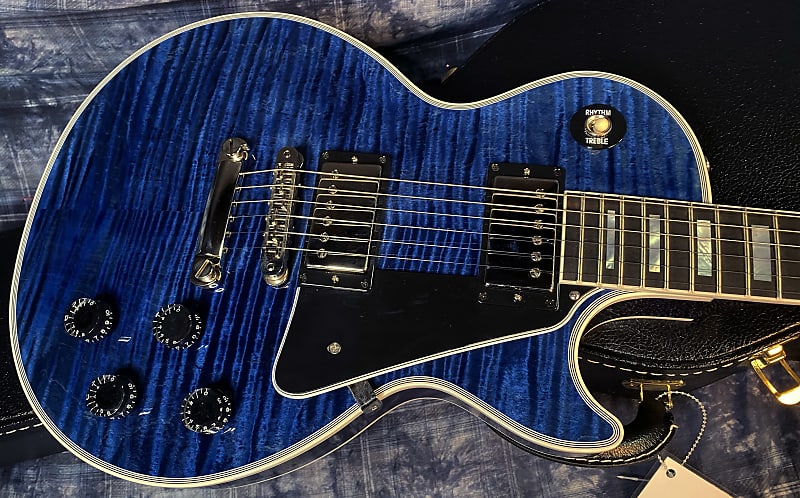 NEW! 2024 Gibson Custom Shop Les Paul Custom - Dealer Select - Authorized Dealer - Translucent Blue Monster Flame Top - Super RARE! 9.5 lbs - G03841