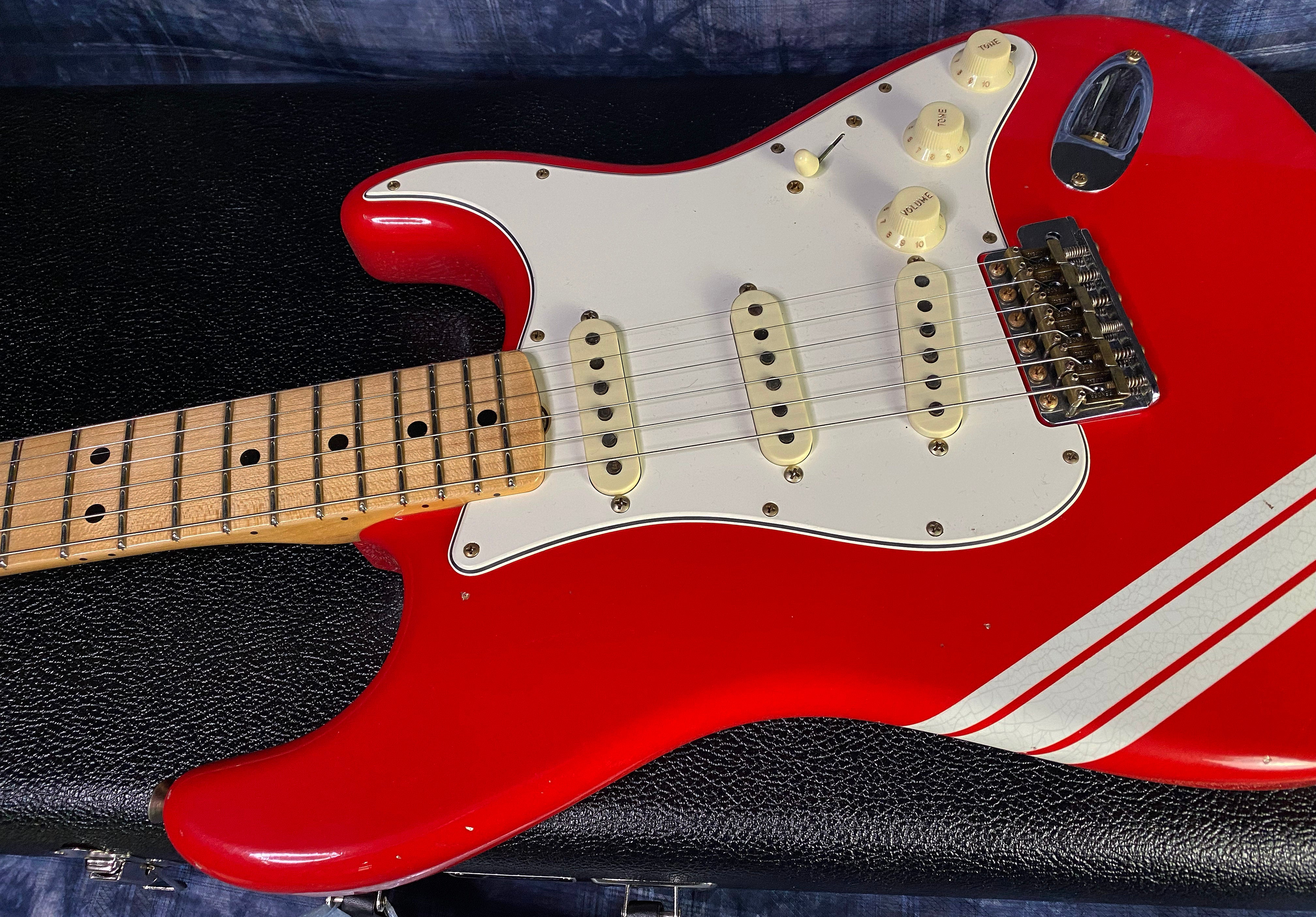 NEW ! 2024 Fender Custom Shop LTD '69 Stratocaster Journeyman Relic Limited Edition - Hot Rod Red with White Racing Stripes - Authorized Dealer - 7.6 lbs - G03072