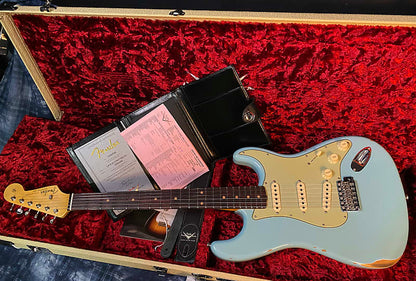 NEW ! 2024 Fender Custom Shop Late-1962 Stratocaster Relic Electric Guitar with Closet Classic Hardware - Aged Daphne Blue - 7.8lbs - Authorized Dealer - G04096