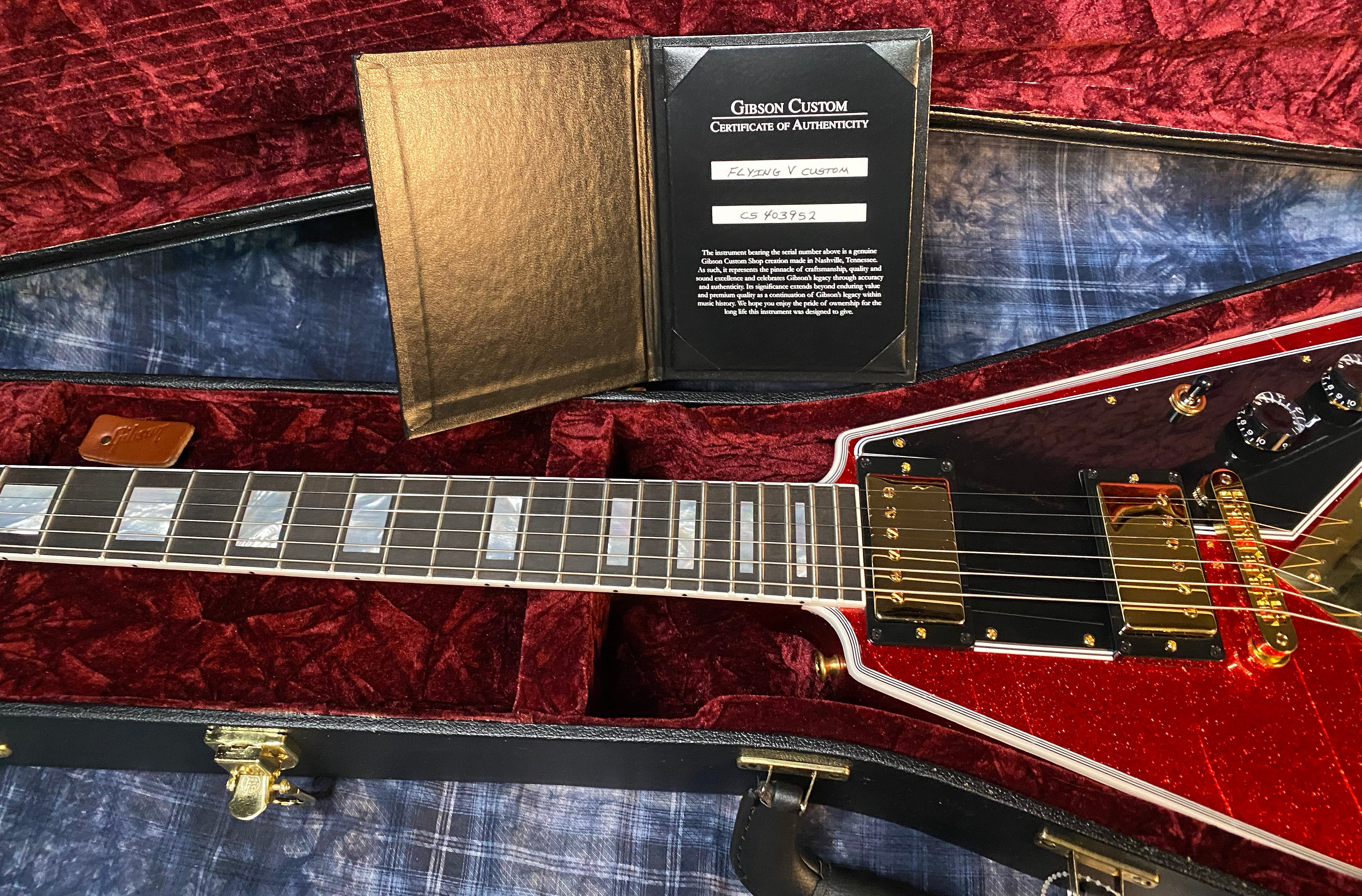 NEW! 2024 Gibson Custom Shop Flying V Custom - Red Sparkle - Ebony Board - Authorized Dealer - Ultra RARE! Dealer Select - 7.8 lbs - G04211 - BLEM SAVE!