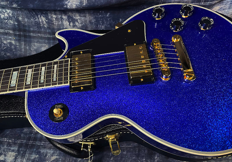 NEW ! 2024 Gibson Special Order Custom Shop Les Paul Custom Dealer Select - Dark Blue Sparkle - Authorized Dealer - 10 lbs - G03858