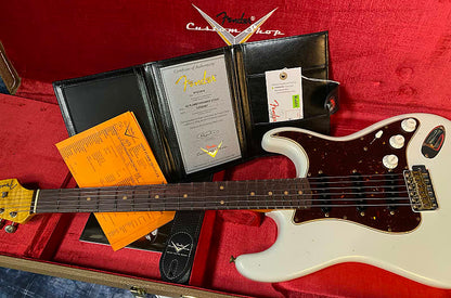 NEW ! 2024 Fender Custom Shop ' 62 Stratocaster Bizarre Guitar Exclusive Flamethrower - Journeyman Relic - Super Limited Edition - Olympic White - AAA Flamed Maple Neck - Authorized Dealer - 7.6 lbs - G03672