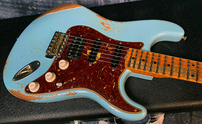 NEW ! 2024 Fender Custom Shop 62 HSS Stratocaster Heavy Relic - Shredder Strat! EVH Bridge P/U - Daphne Blue - AAA Flamed Maple Neck - Authorized Dealer - 7.75 lbs - G03649