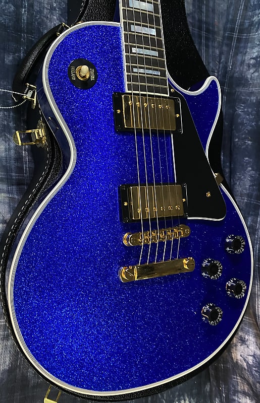 NEW ! 2024 Gibson Special Order Custom Shop Les Paul Custom Dealer Select - Dark Blue Sparkle - Authorized Dealer - 10.1 lbs - G03850