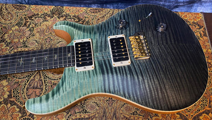 BRAND NEW ! 2024 Paul Reed Smith Custom 24 CU24 - Wood Library - Torrefied Flamed Maple Neck Ebony Fretboard - Trampas Green Fade - Authorized Dealer - 7.7 lbs - G03561