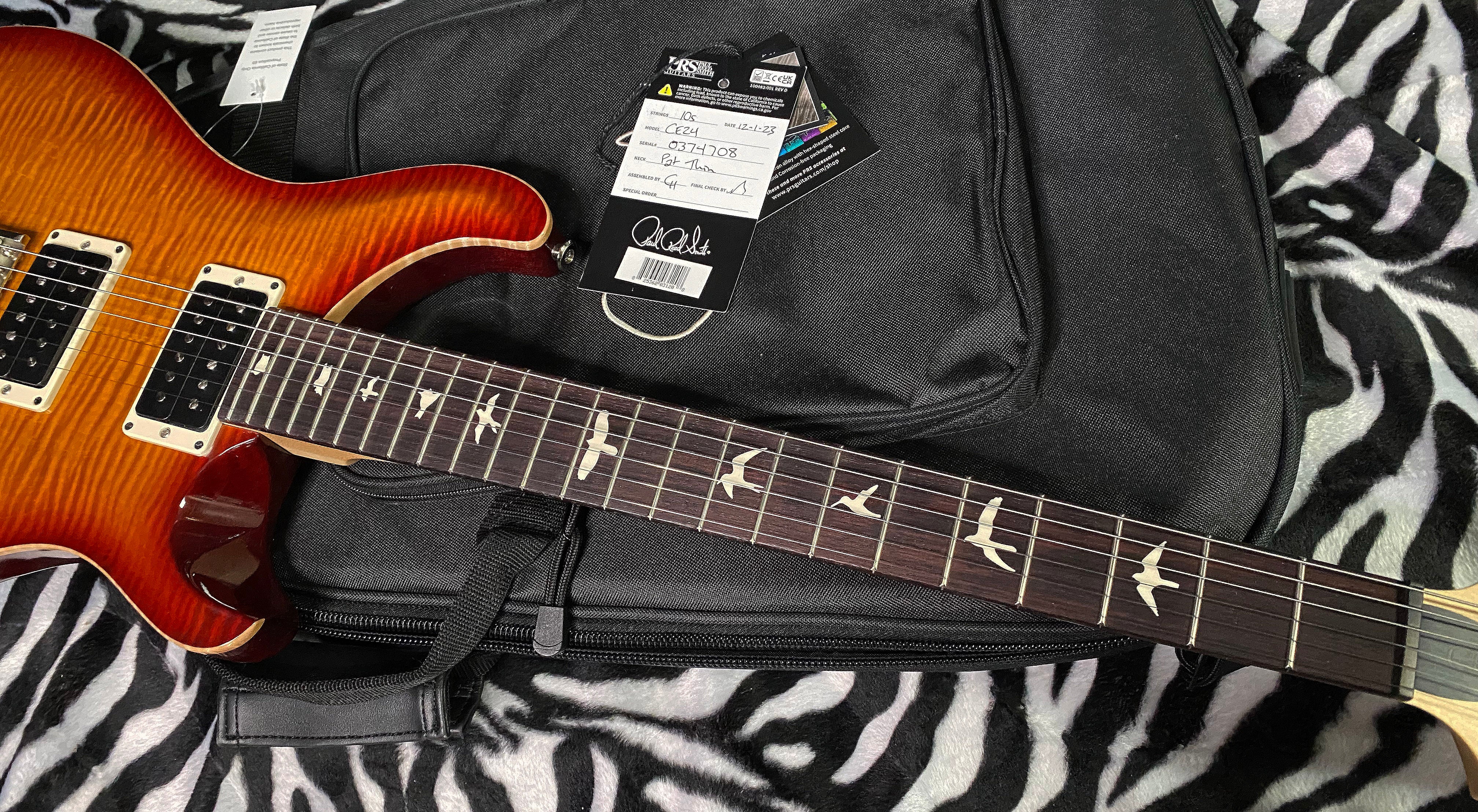 NEW ! 2023 Paul Reed Smith CE 24 - PRS - Dark Cherry Sunburst - Authorized Dealer - Gig Bag - Beautiful Curly Flame - G01911