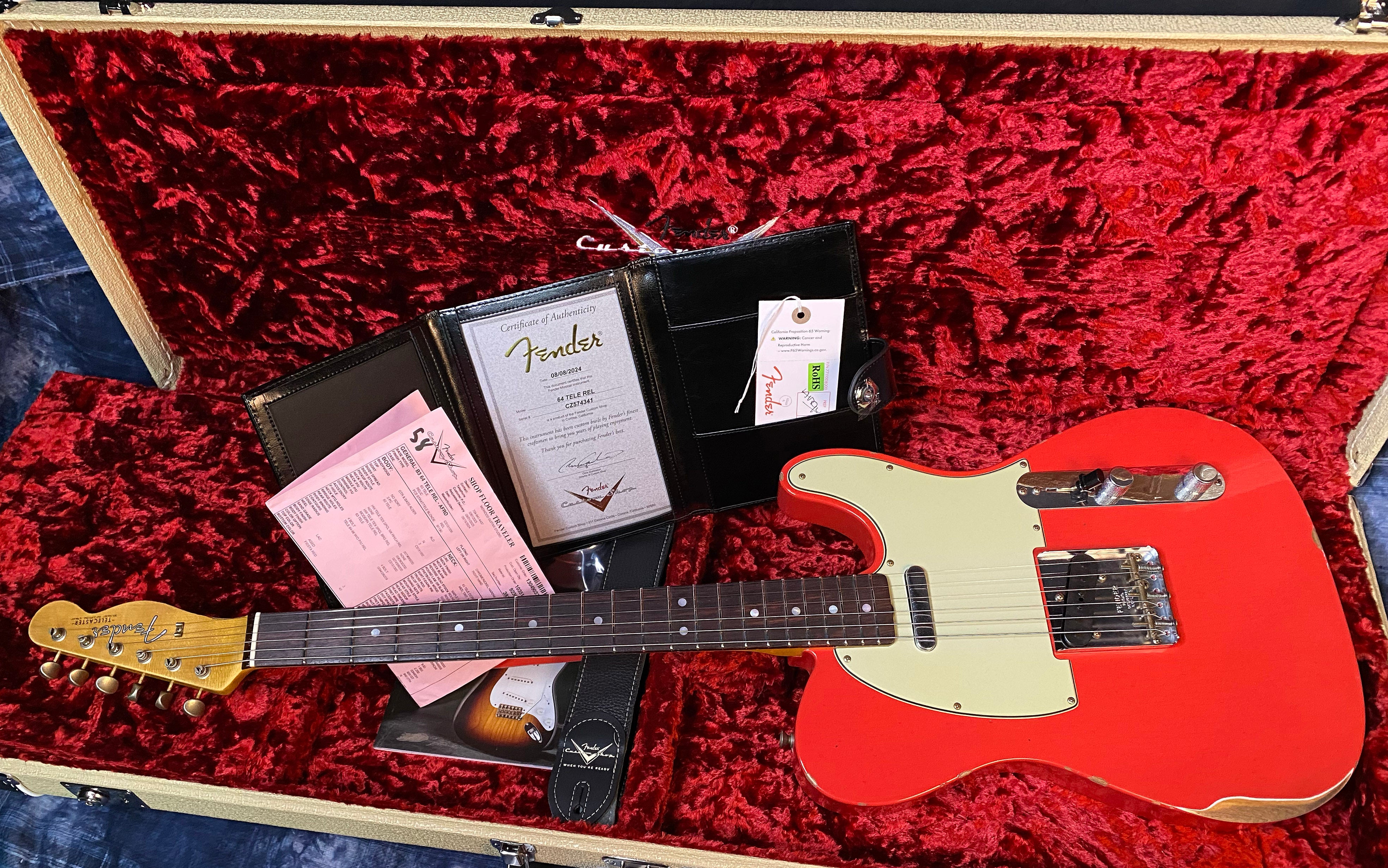 NEW ! 2024 Fender Custom Shop Limited Edition '64 Telecaster Relic Electric Guitar - Fiesta Red - Authorized Dealer - 7.4 lbs - G03537