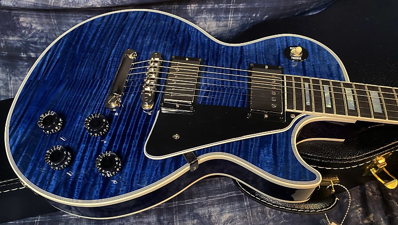 NEW! 2024 Gibson Custom Shop Les Paul Custom - Dealer Select - Authorized Dealer - Translucent Blue Monster Flame Top - Super RARE! 9.5 lbs - G03841