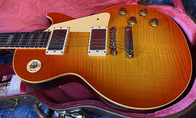 NEW ! 2024 Gibson Custom 1960 Les Paul Standard Reissue VOS - Tangerine Burst - Killer 3D Flame Top - Major Depth and Movement - Authorized Dealer - ONLY 8.2 lbs !!! - G03728